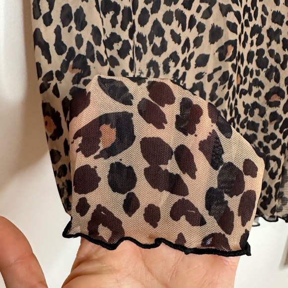 Zara cheetah print mesh see through long sleeve shirt size medium - Picture 4 of 7